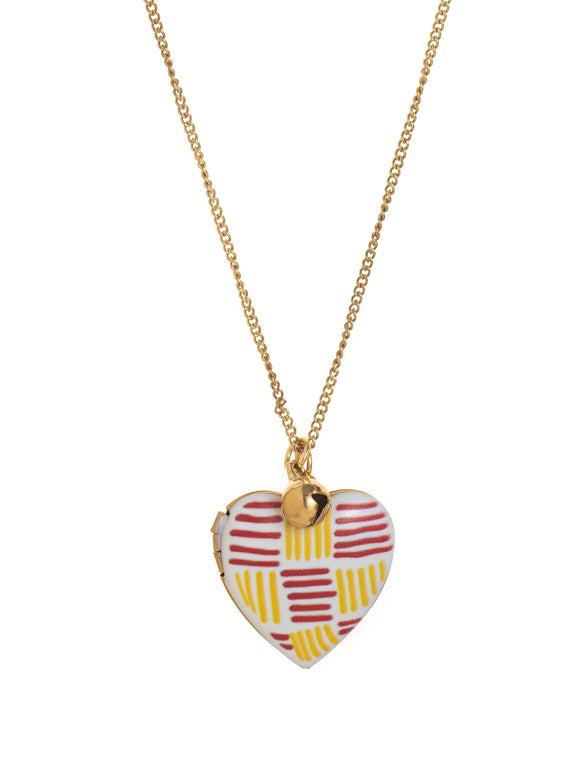 Wholesale Titanium Steel Heart Shaped Oil Dripping Print Openable Photo Album Necklace With Zircon Electroplated Real Gold Plated