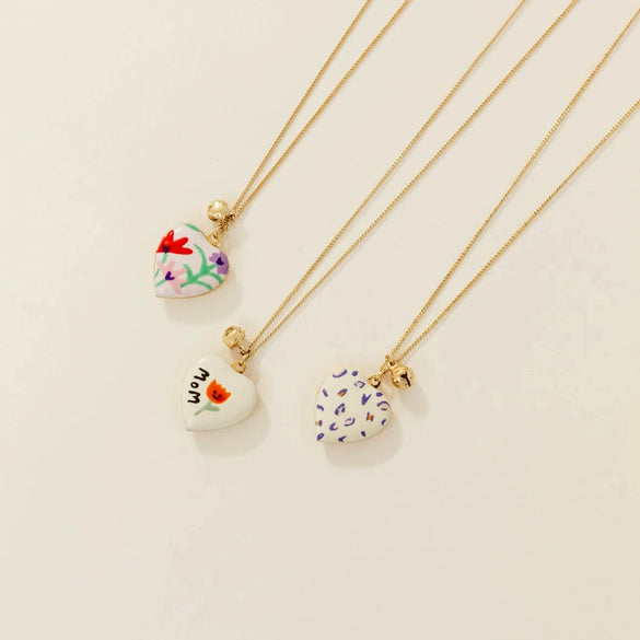Wholesale Titanium Steel Heart Shaped Oil Dripping Print Openable Photo Album Necklace With Zircon Electroplated Real Gold Plated