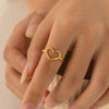 Wholesale Titanium Steel Heart Shaped Ring For Women 18K Gold Plated Hip Hop Style Simple And Popular