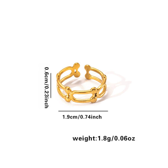 Wholesale Titanium Steel Heart Shaped Ring For Women 18K Gold Plated Hip Hop Style Simple And Popular