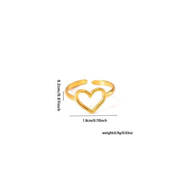 Wholesale Titanium Steel Heart Shaped Ring For Women 18K Gold Plated Hip Hop Style Simple And Popular