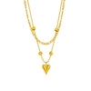 Wholesale Titanium Steel Heart Square Pendant Double Layer Stacked Electroplated Women's Necklace
