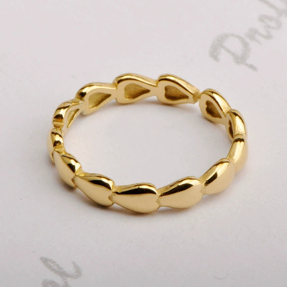 Wholesale Titanium Steel Heart Stacked Ring Geometric Style Electroplated Hand Jewelry