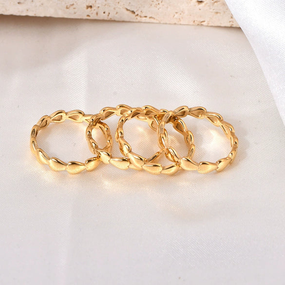 Wholesale Titanium Steel Heart Stacked Ring Geometric Style Electroplated Hand Jewelry