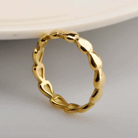 Wholesale Titanium Steel Heart Stacked Ring Geometric Style Electroplated Hand Jewelry