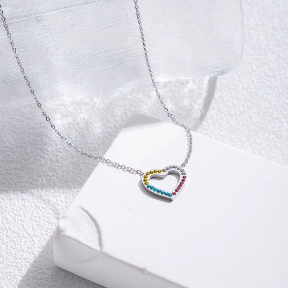 Wholesale Titanium Steel Heartshaped Bohemian Clavicle Chain With Electroplating