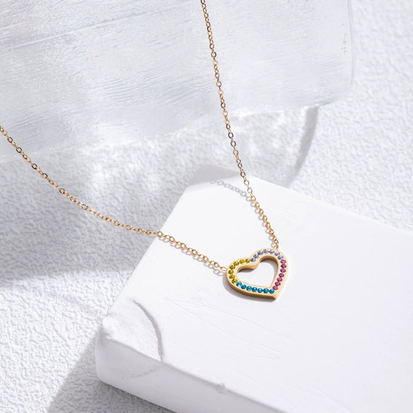 Wholesale Titanium Steel Heartshaped Bohemian Clavicle Chain With Electroplating