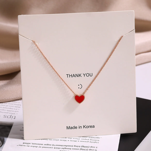 Wholesale Titanium Steel Heartshaped Doublesided Pendant Necklace For Women With 18K Rose Gold Plated And O Word Chain
