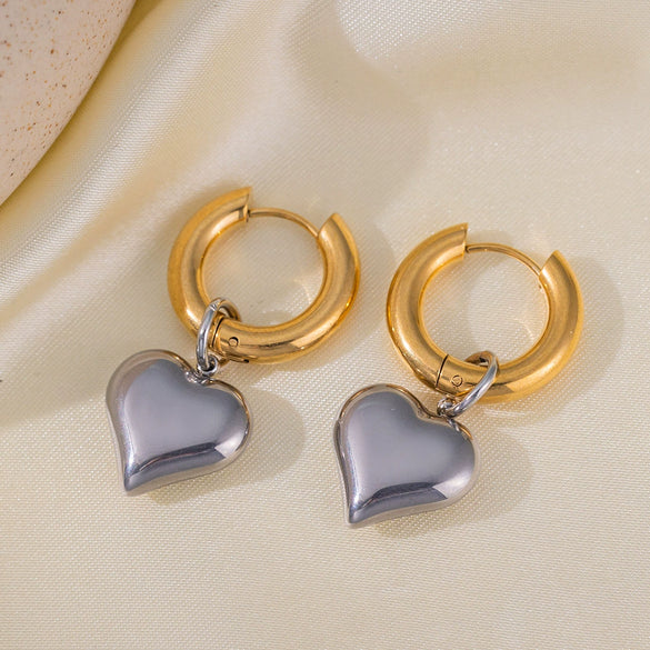 Wholesale Titanium Steel Heartshaped Electroplated Detachable Earrings For Women