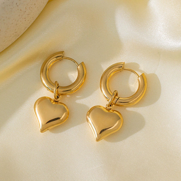 Wholesale Titanium Steel Heartshaped Electroplated Detachable Earrings For Women