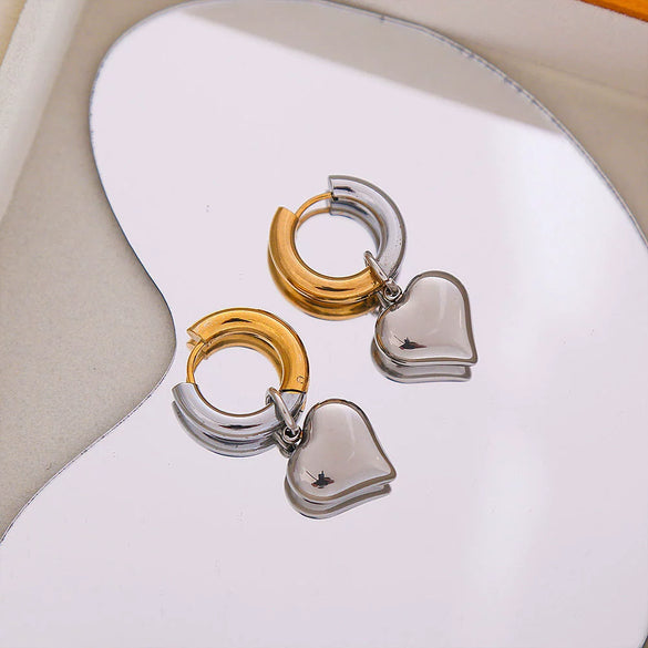 Wholesale Titanium Steel Heartshaped Electroplated Detachable Earrings For Women