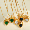Wholesale 316L Stainless Steel Heartshaped Embossed Diamondinlaid Clavicle Chain Necklace Electroplated Women's Jewelry