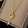 Wholesale Titanium Steel Heartshaped Fashion Simple Elegant Highend Jewelry Set With Diamonds