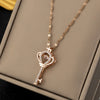 Wholesale Titanium Steel Heartshaped Fashion Simple Elegant Highend Jewelry Set With Diamonds