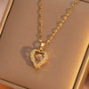 Wholesale Titanium Steel Heartshaped Fashion Simple Elegant Highend Jewelry Set With Diamonds