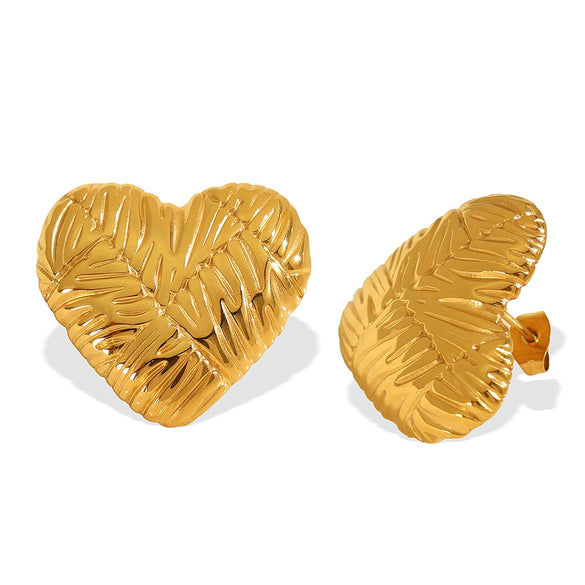 Wholesale 316L Stainless Steel Heartshaped Geometric Earrings With Electroplating Treatment