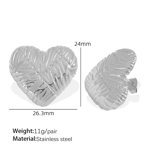 Wholesale 316L Stainless Steel Heartshaped Geometric Earrings With Electroplating Treatment