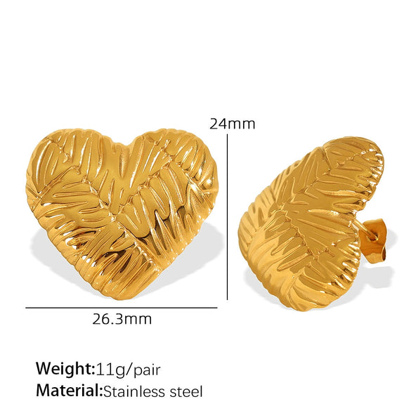 Wholesale 316L Stainless Steel Heartshaped Geometric Earrings With Electroplating Treatment