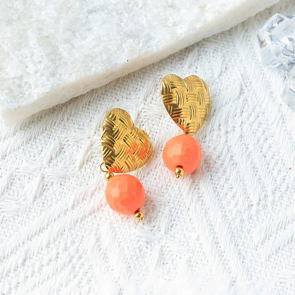 Wholesale Titanium Steel Heartshaped Geometric Minimalist Electroplated Women's Earrings