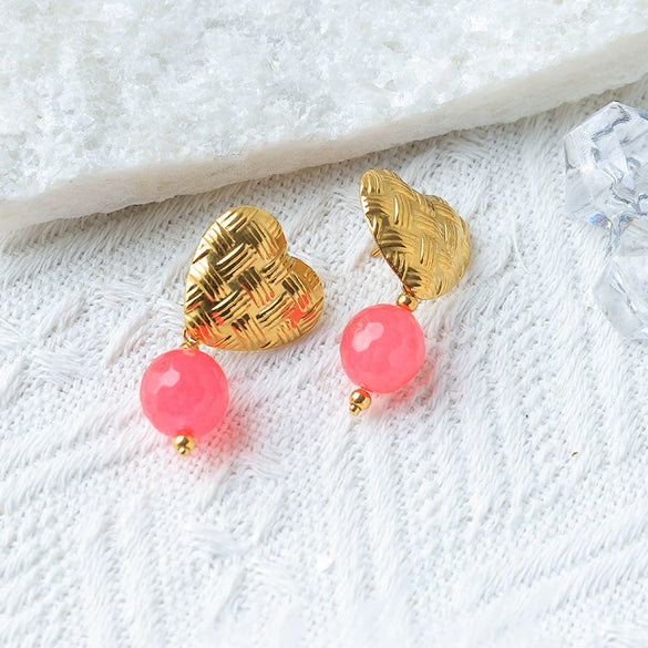 Wholesale Titanium Steel Heartshaped Geometric Minimalist Electroplated Women's Earrings