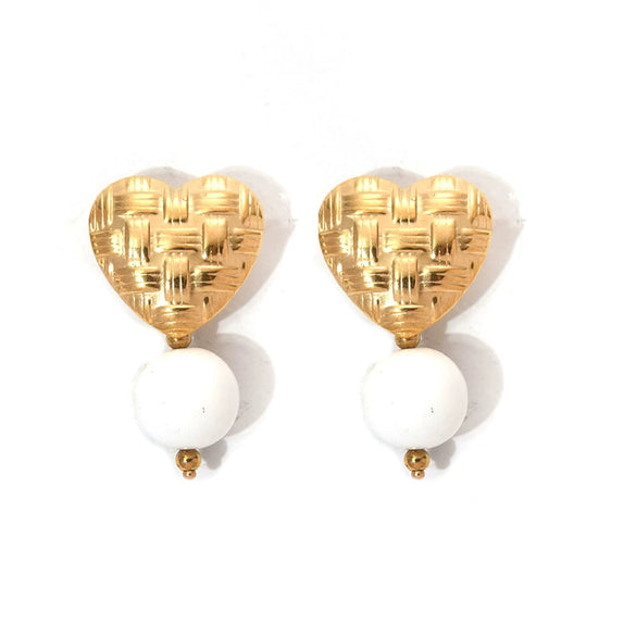 Wholesale Titanium Steel Heartshaped Geometric Minimalist Electroplated Women's Earrings