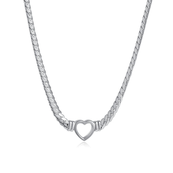 Wholesale Titanium Steel Heartshaped Hollow Pendant Necklace For Women Retro Fashionable Electroplated