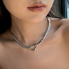 Wholesale Titanium Steel Heartshaped Hollow Pendant Necklace For Women Retro Fashionable Electroplated
