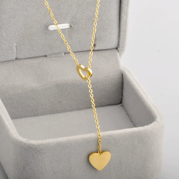 Wholesale Titanium Steel Heartshaped Pendant Necklace With Electroplating Cartoon Style For Women