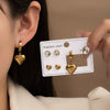Wholesale Titanium Steel Heartshaped Simple Style Electroplated Women's Earrings Threepiece Set