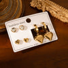 Wholesale Titanium Steel Heartshaped Simple Style Electroplated Women's Earrings Threepiece Set
