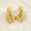 Wholesale Titanium Steel Heartshaped Vintage Earrings With Diamond Hammer Love Design And Electroplated 18K Gold Finish
