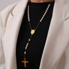 Wholesale 316L Stainless Steel Hip Hop Niche Vintage Geometric Round Cross Pendant Necklace Gold Plated