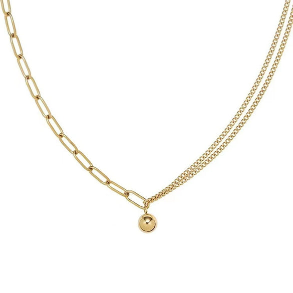 Wholesale Titanium Steel Hiphop Dumbbell Design Clavicle Chain With Electroplating Treatment