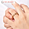 Wholesale Titanium Steel Hollow Circle Drop Shape Electroplating Minimalist Ring With Japanese Character And Diamond