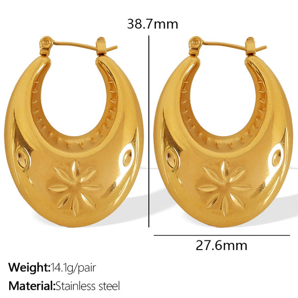 Wholesale 316L Stainless Steel Hollow Crescent Earrings With 18K Gold Plated Electroplating For Women French Retro Fashion Style