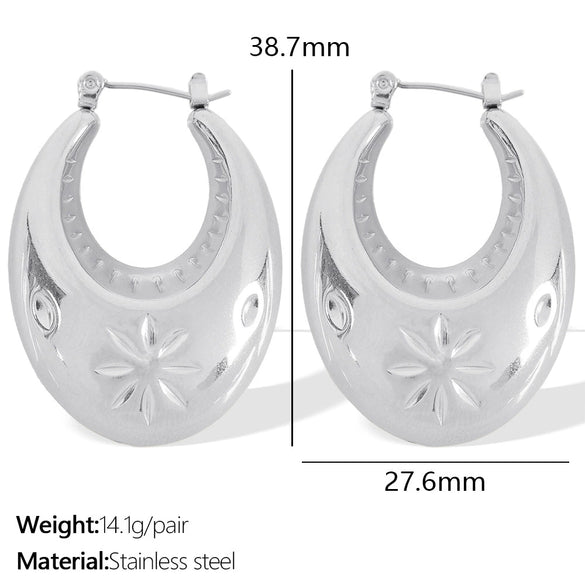 Wholesale 316L Stainless Steel Hollow Crescent Earrings With 18K Gold Plated Electroplating For Women French Retro Fashion Style
