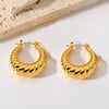 Wholesale Titanium Steel Hollow Croissant Earrings With Geometric Pattern And Vacuum Electroplating For Unisex
