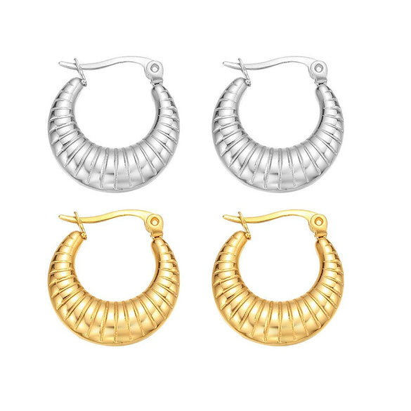 Wholesale Titanium Steel Hollow Croissant Earrings With Geometric Pattern And Vacuum Electroplating For Unisex