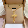 Wholesale Titanium Steel Hollow Cross Geometric Diamond Microinlaid Women's Necklace