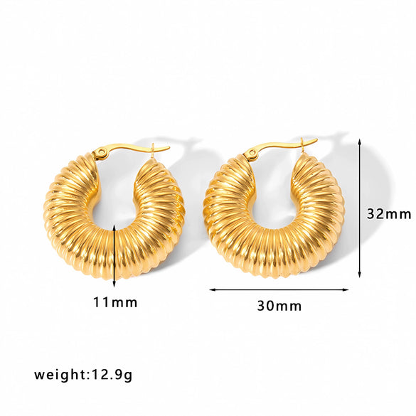 Wholesale Titanium Steel Hollow Geometric Earrings With 18K Gold Electroplating