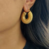 Wholesale Titanium Steel Hollow Geometric Earrings With 18K Gold Electroplating