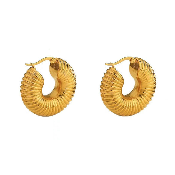 Wholesale Titanium Steel Hollow Geometric Earrings With 18K Gold Electroplating