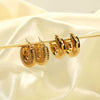 Wholesale Titanium Steel Hollow Geometric Earrings With 18K Gold Electroplating