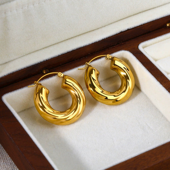 Wholesale Titanium Steel Hollow Geometric Pattern Electroplated Unisex Earrings