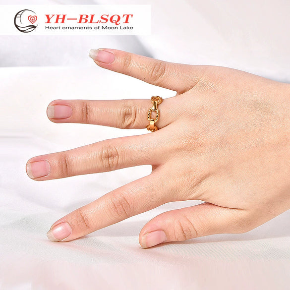 Wholesale Titanium Steel Hollow Twist Wave Pattern Electroplating Female Ring