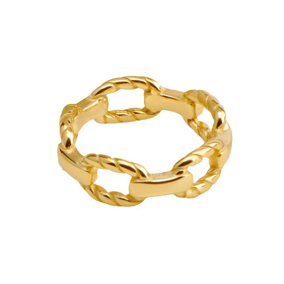 Wholesale Titanium Steel Hollow Twist Wave Pattern Electroplating Female Ring