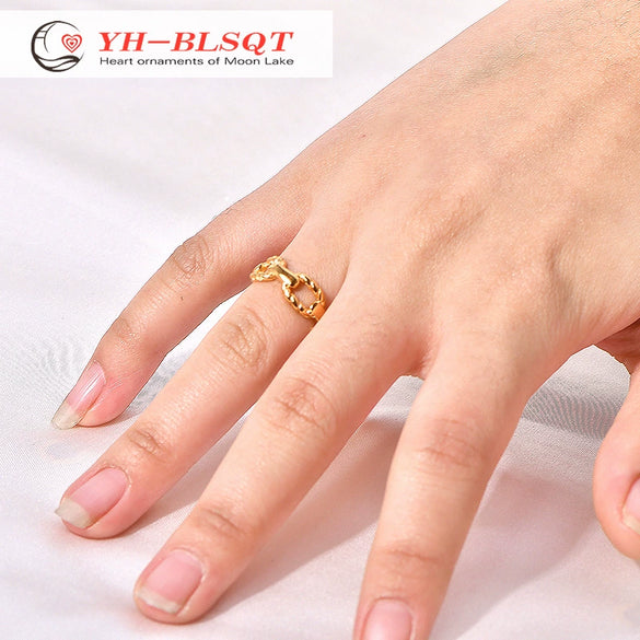 Wholesale Titanium Steel Hollow Twist Wave Pattern Electroplating Female Ring
