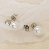 Wholesale Titanium Steel Imitation Pearl Geometric Electroplated Earrings For Women