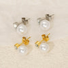Wholesale Titanium Steel Imitation Pearl Geometric Electroplated Earrings For Women