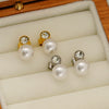 Wholesale Titanium Steel Imitation Pearl Geometric Electroplated Earrings For Women